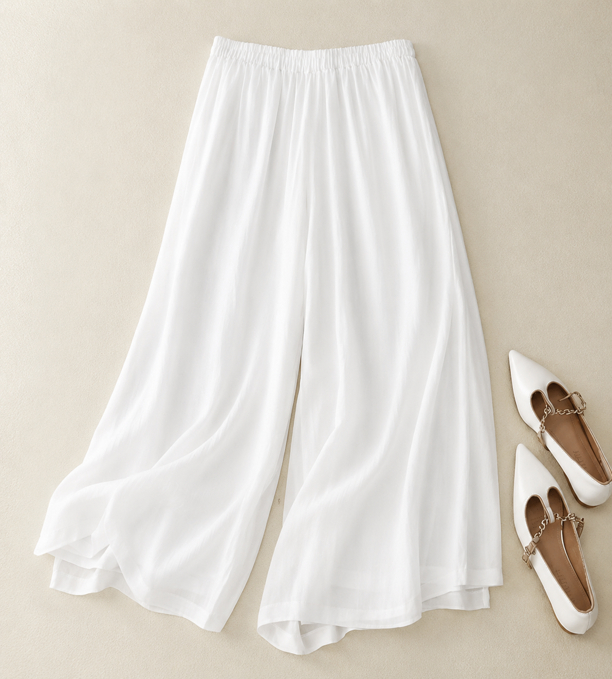 Effortless Linen Wide Leg Pants for Women with High Waist Drawstring Ankle Length Flowing Style