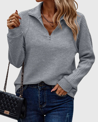 Colette | Women's Quarter-Zip Ribbed Long Sleeve Sweater