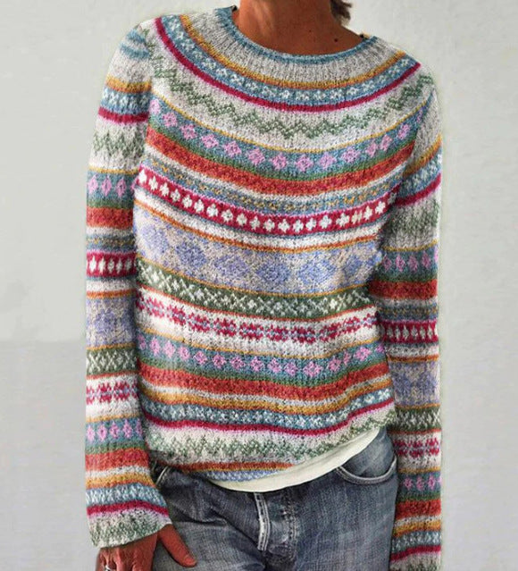 Cosette | Women's Multicolor Striped Boat Neck Sweater