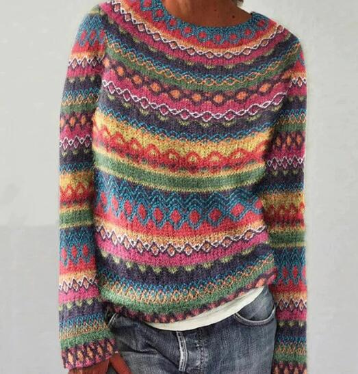 Cosette | Women's Multicolor Striped Boat Neck Sweater