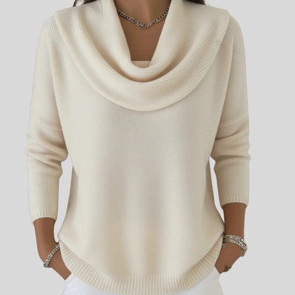 Elena | Women's Draped Cowl Neck Long Sleeve Sweater