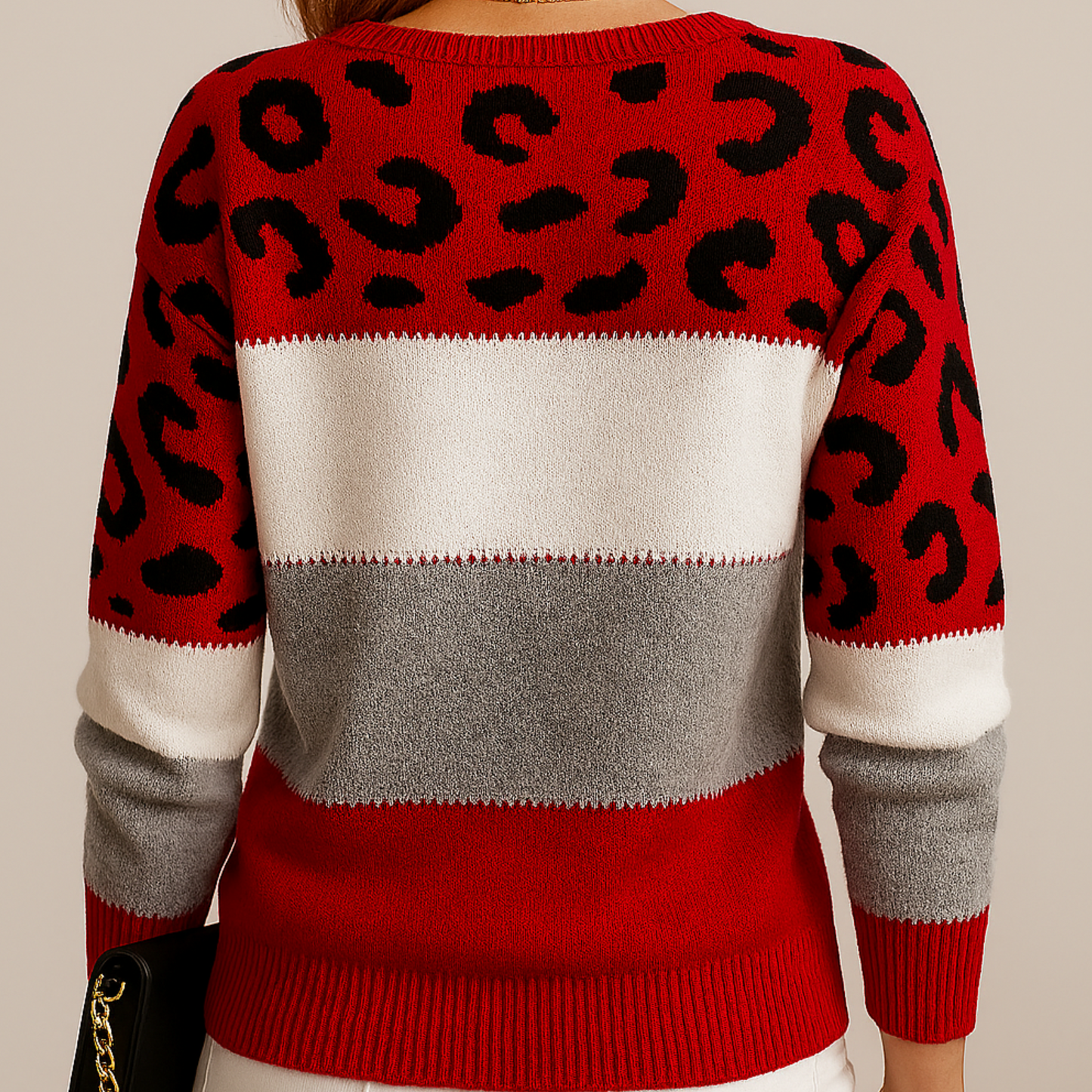 Everly | Women's Leopard Crew Neck Long Sleeve Sweater
