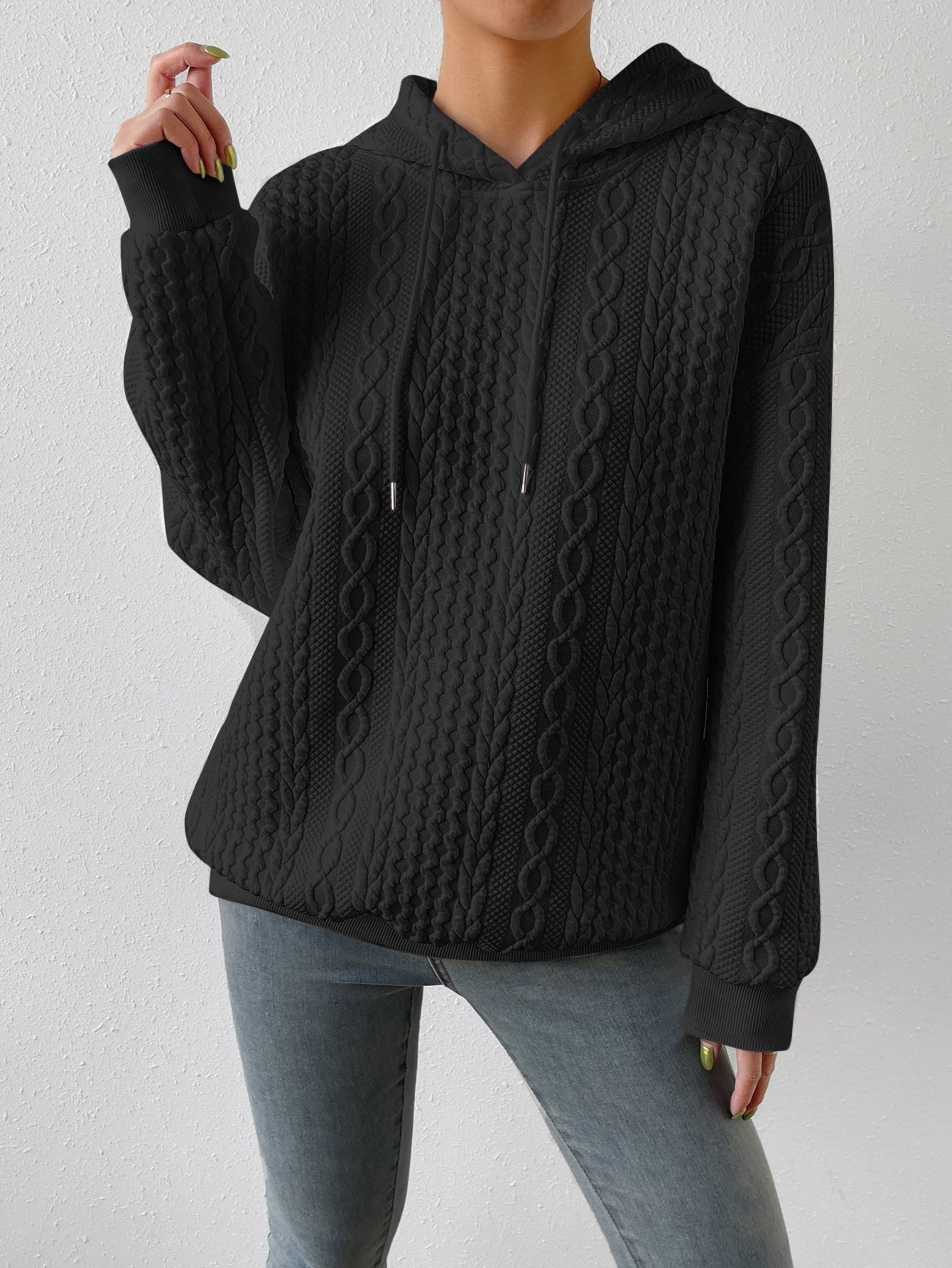 Isla | Women's Cable Knit Drawstring Hoodie