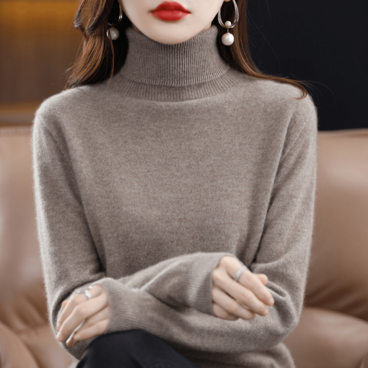 Margaux | Women's Fitted Turtleneck Long Sleeve Sweater