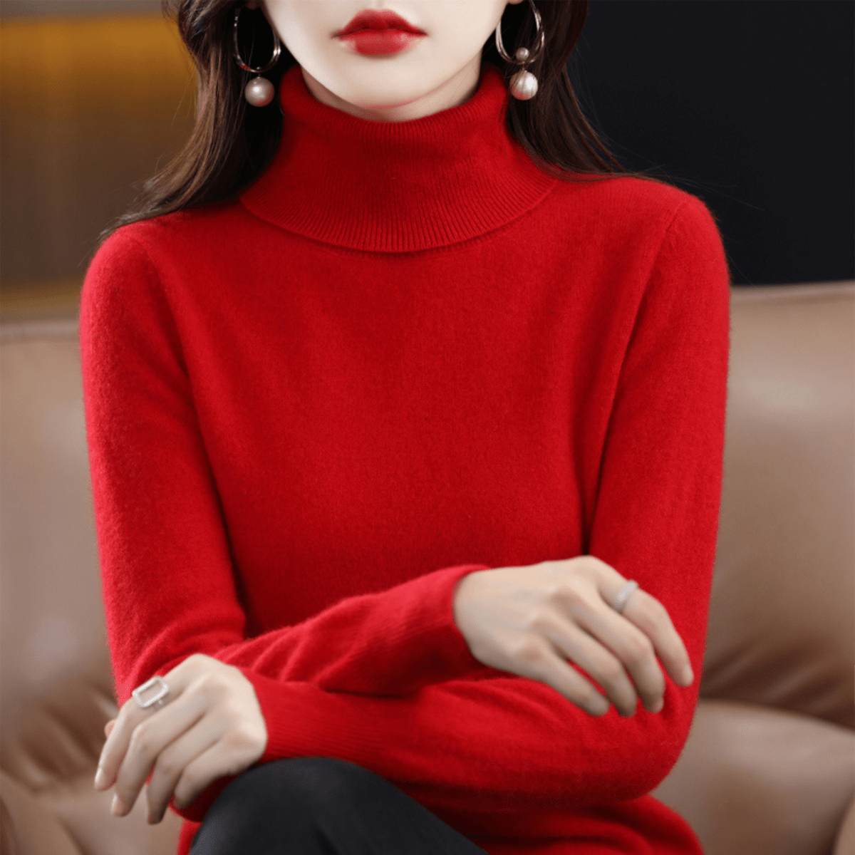 Margaux | Women's Fitted Turtleneck Long Sleeve Sweater