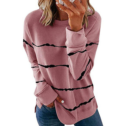 Noelle | Women's Painted Stripe Crew Neck Long Sleeve Sweater