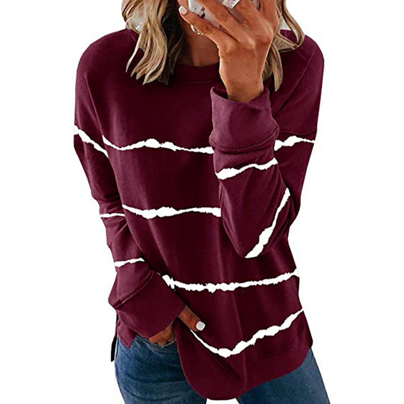 Noelle | Women's Painted Stripe Crew Neck Long Sleeve Sweater