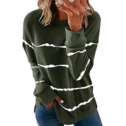 Noelle | Women's Painted Stripe Crew Neck Long Sleeve Sweater