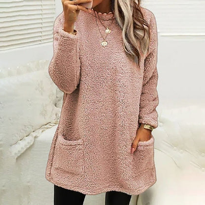 Sabine | Women's Fleece Pocket Long Sleeve Tunic Sweater