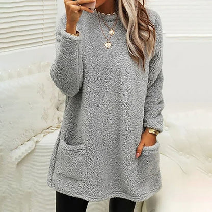 Sabine | Women's Fleece Pocket Long Sleeve Tunic Sweater