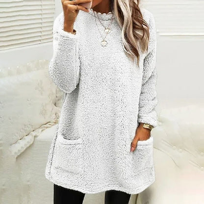 Sabine | Women's Fleece Pocket Long Sleeve Tunic Sweater