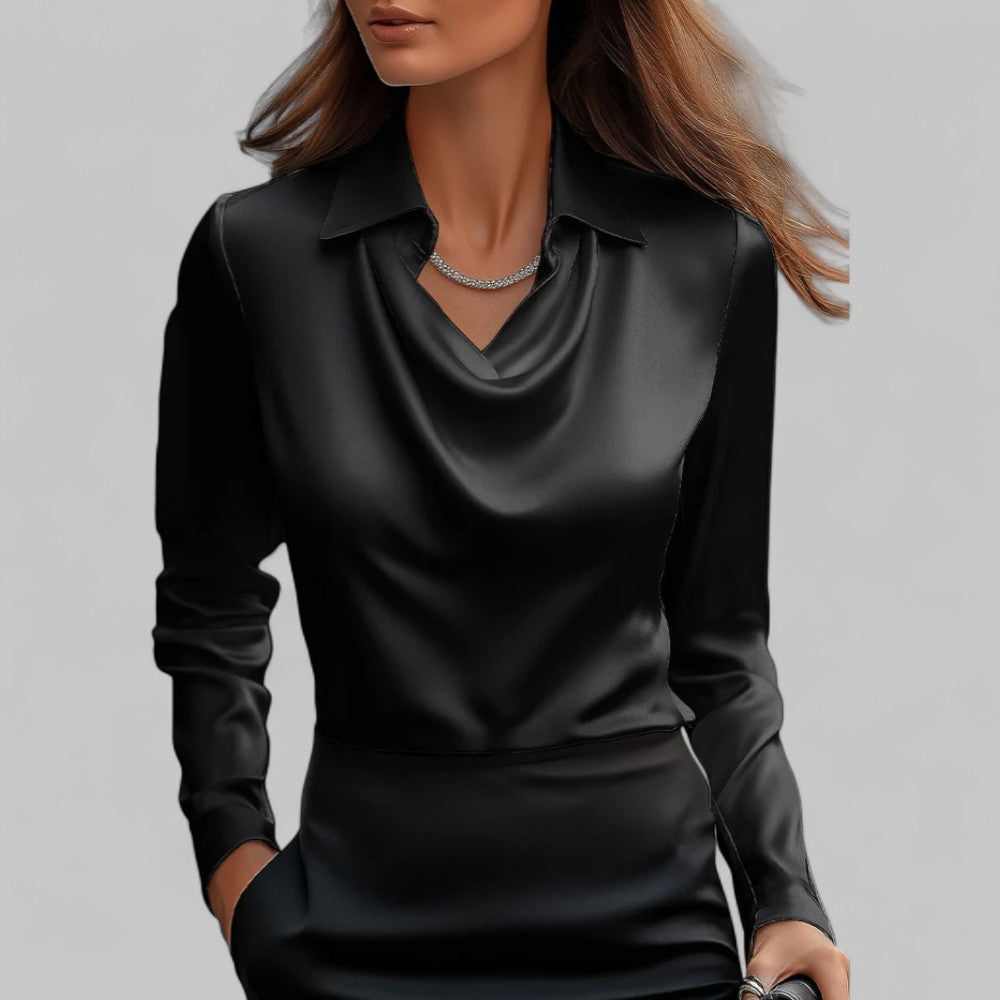 Vivienne | Women's Elegant Metallic Long-Sleeve Blouse