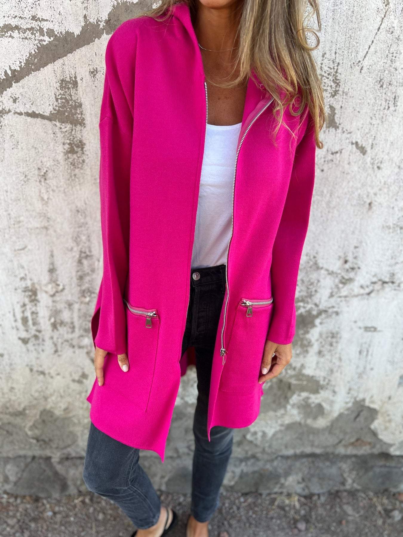 Vivienne | Women's Longline Zip-Front Midi Cardigan