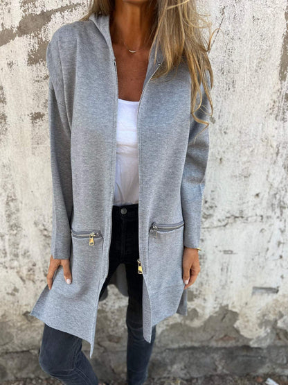 Vivienne | Women's Longline Zip-Front Midi Cardigan