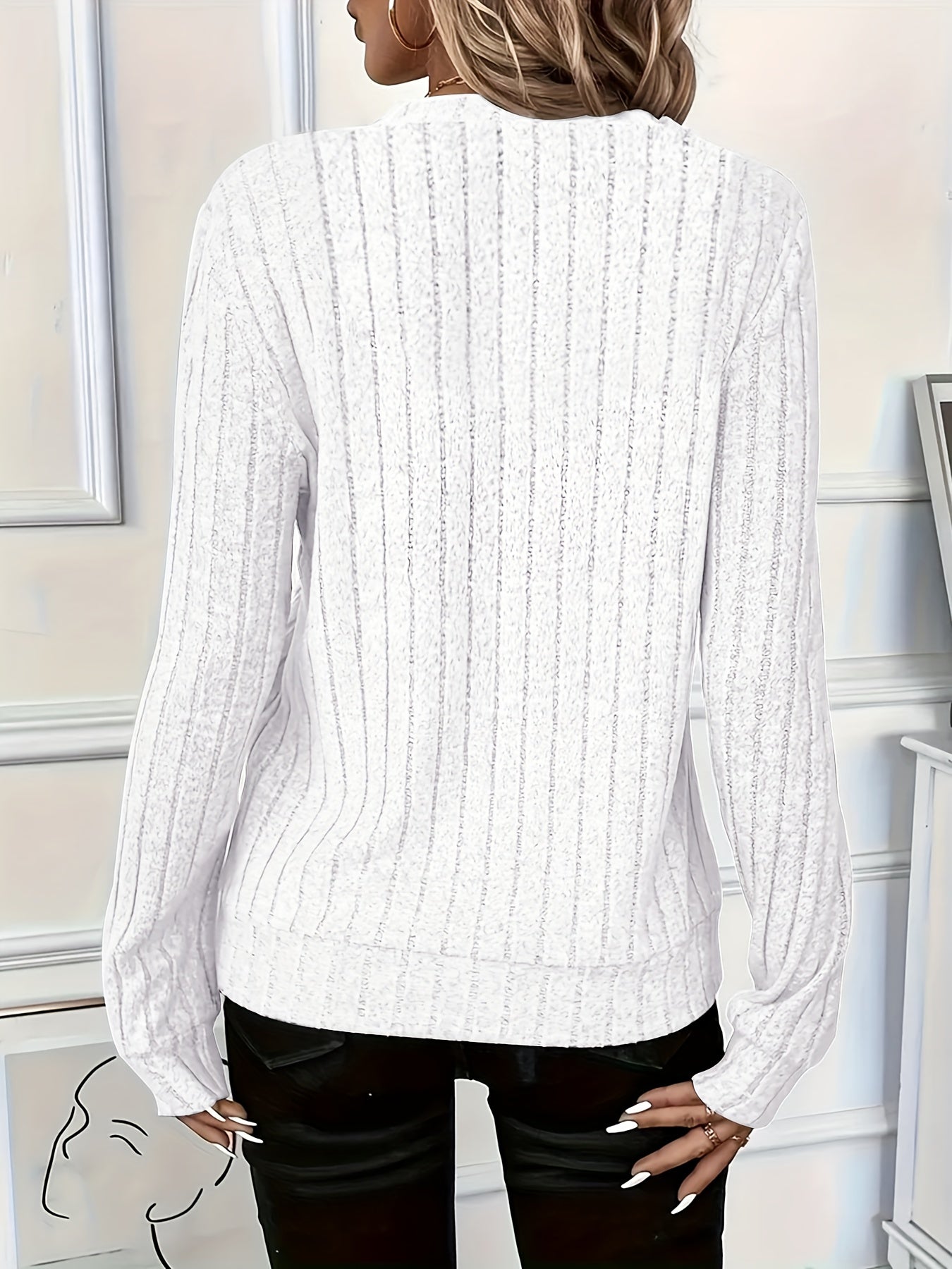 Comfortable Ribbed Knit Blouse for Women with Zip Mock Neck Long Sleeve Relaxed Casual Style