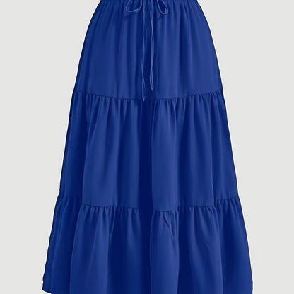 Effortless Tiered Maxi Skirt for Women with Paperbag Waist Drawstring Ruffle Flowing Style