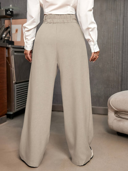 Effortless Wide Leg Pants for Women with High Waist Button Front Pleated Tailored Style