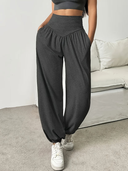Effortless Wide Leg Pants for Women with High Waist Ruched Tapered Relaxed Casual Style