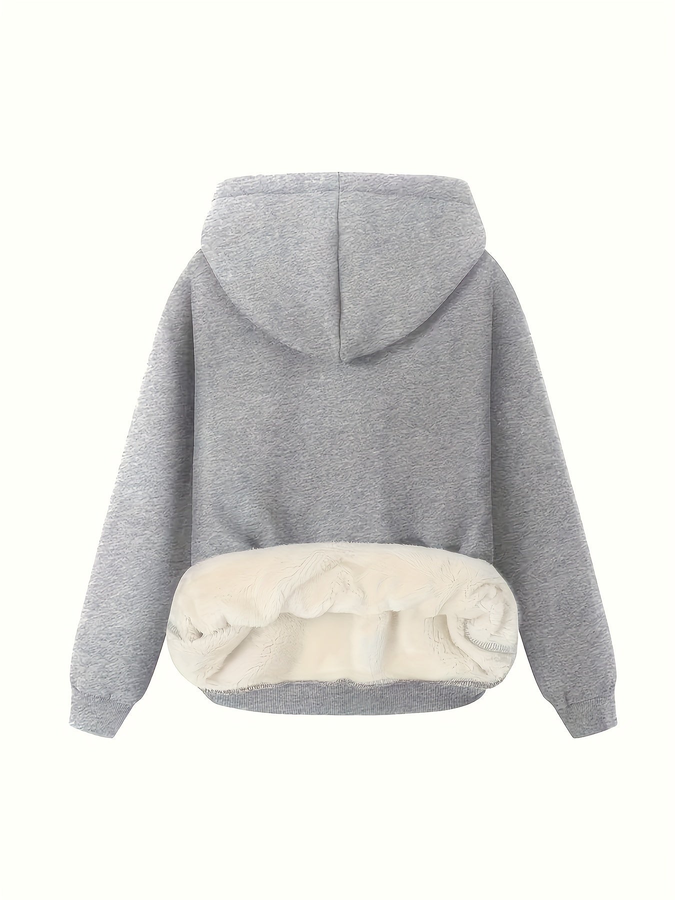 Comfortable Sherpa Lined Hoodie for Women with Hood Long Sleeve Relaxed Oversized Knit Style