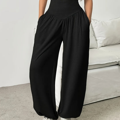 Effortless Wide Leg Pants for Women with High Waist Ruched Tapered Relaxed Casual Style