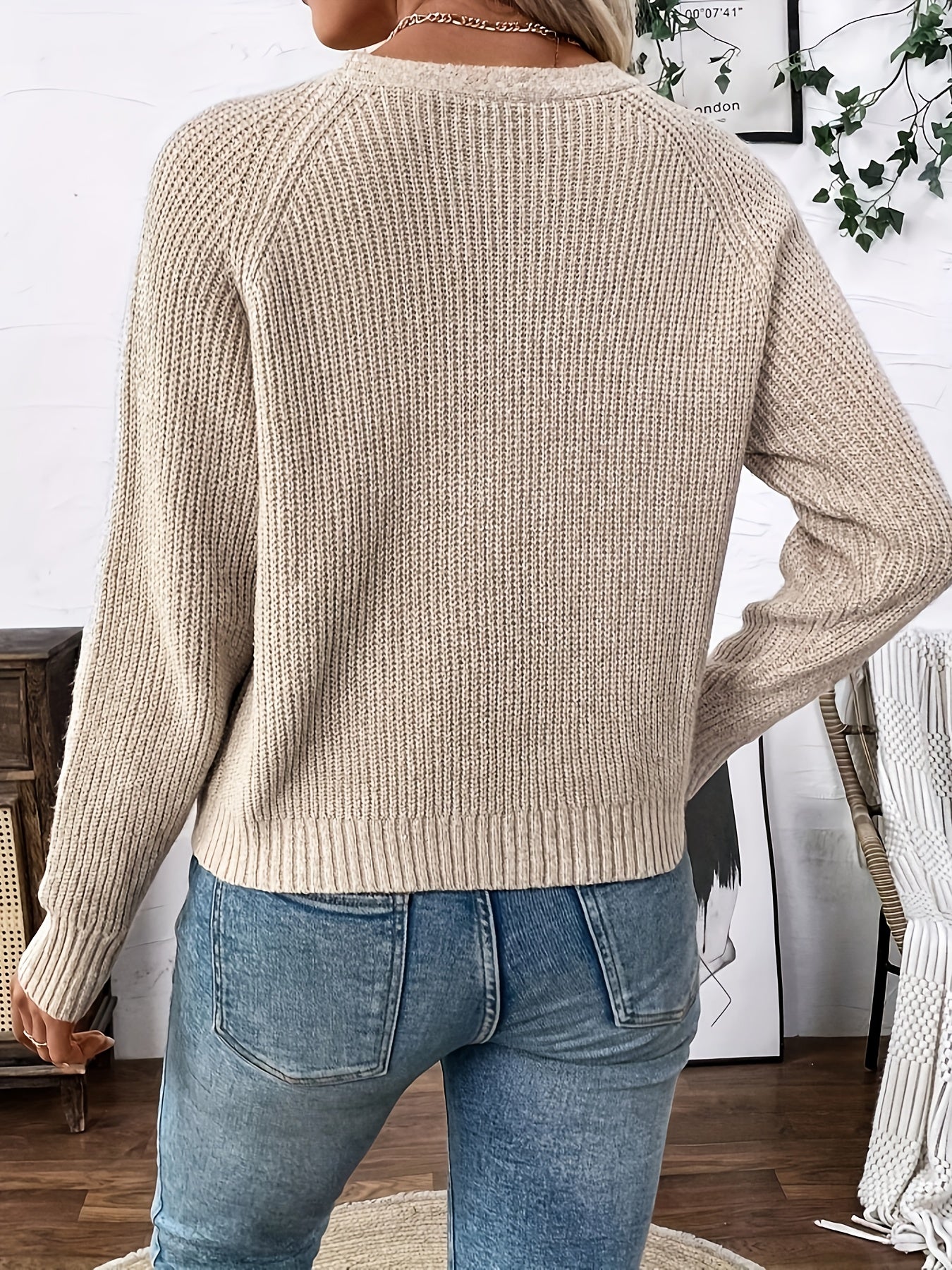 Comfortable Ribbed Knit Cardigan for Women with V Neck Long Sleeve Button Front Relaxed Oversized Style