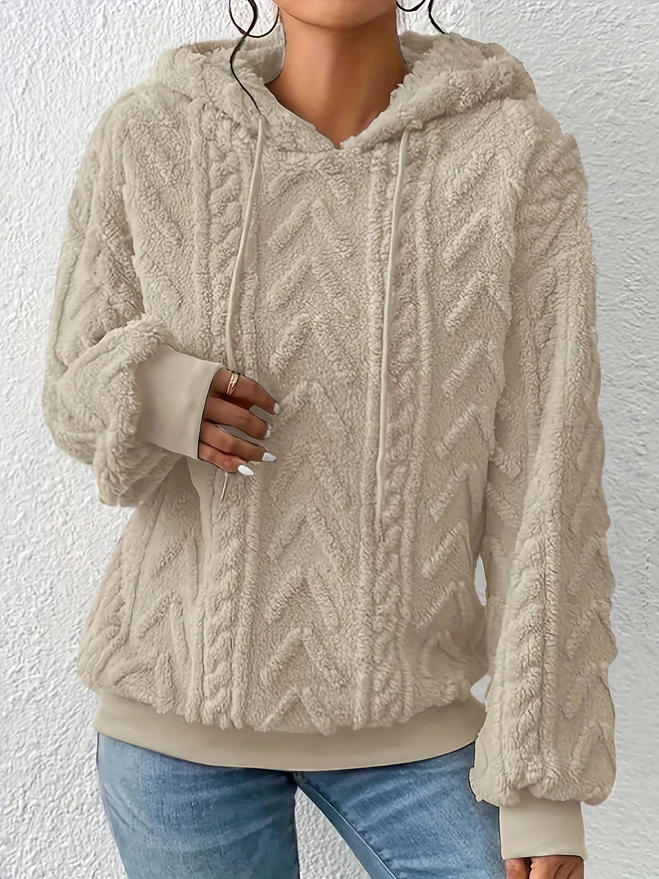 2025 Autumn And Winter Women'S New Fleece-Lined Comfortable Casual Solid Color Hoodie
