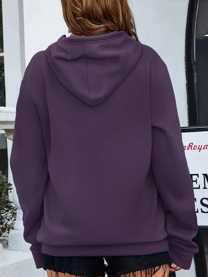 Comfortable Heartbeat Print Hoodie for Women with Drawstring Hood Long Sleeve Kangaroo Pocket Oversized Style