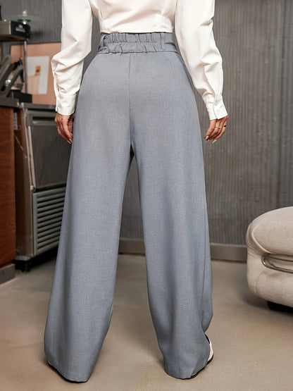 Effortless Wide Leg Pants for Women with High Waist Button Front Pleated Tailored Style