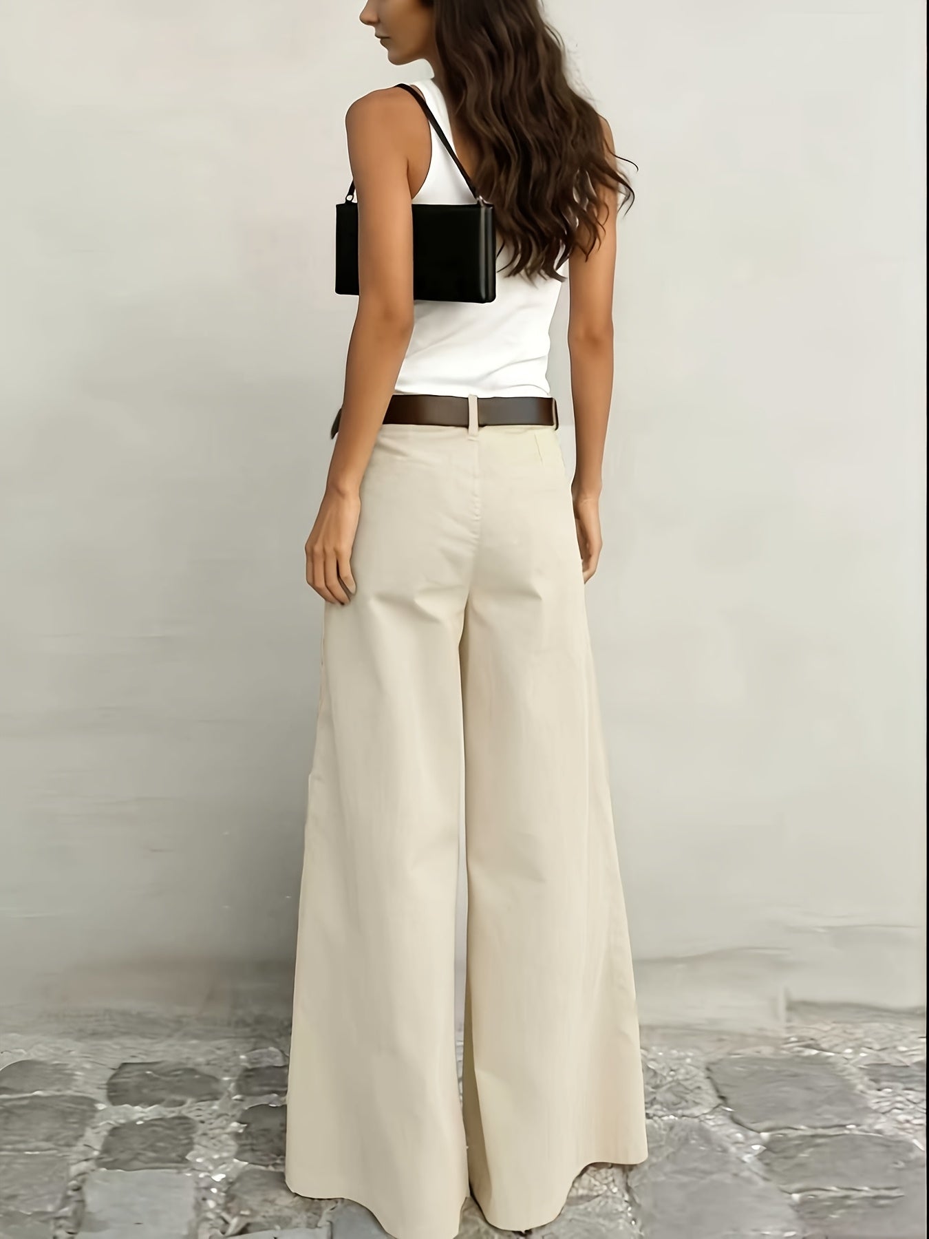 Effortless Wide Leg Pants for Women with High Waist Belted Tapered Relaxed Casual Style