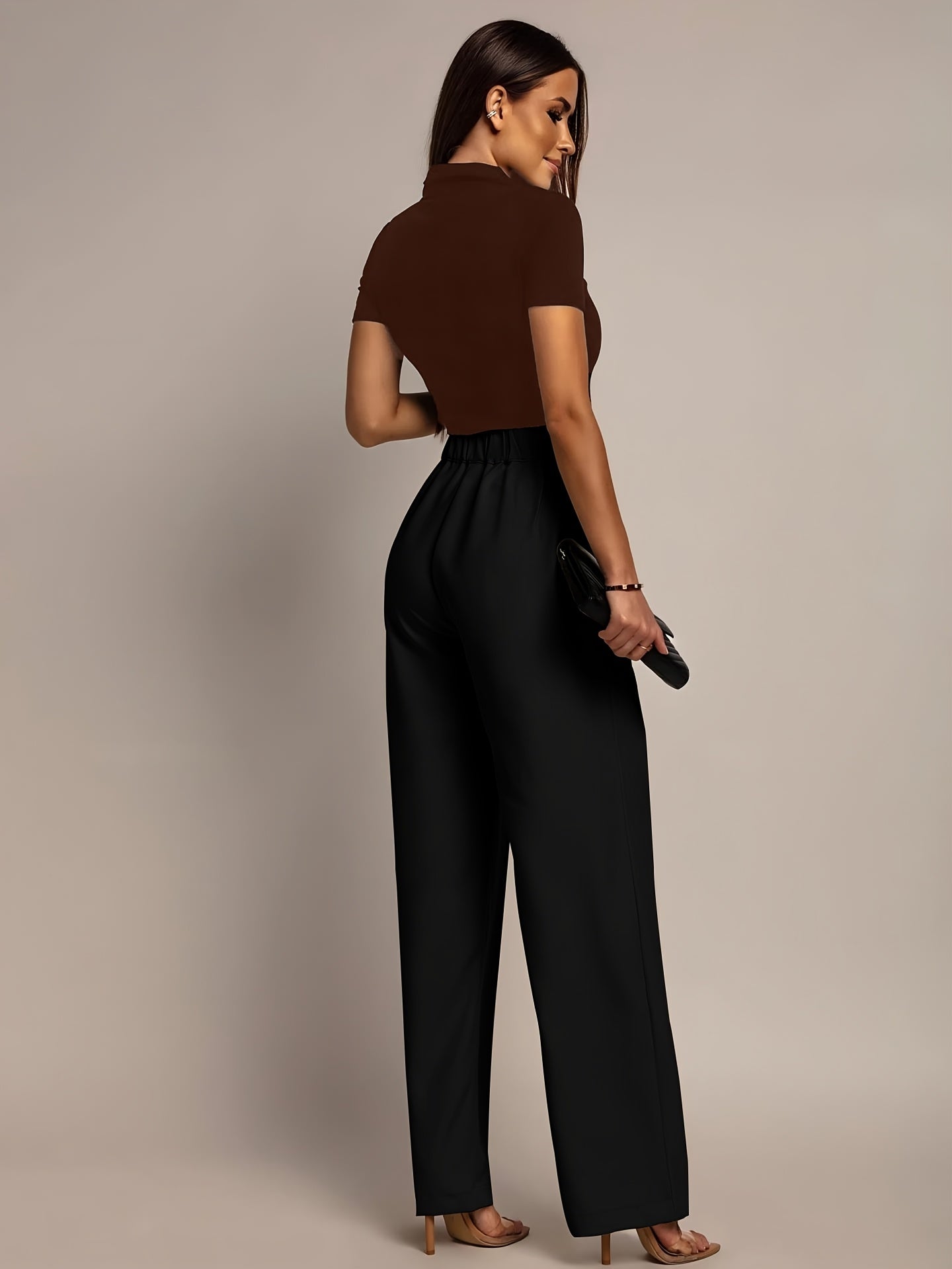 Elegant Wide Leg Trousers for Women with High Waist Pleated Front Tailored Style