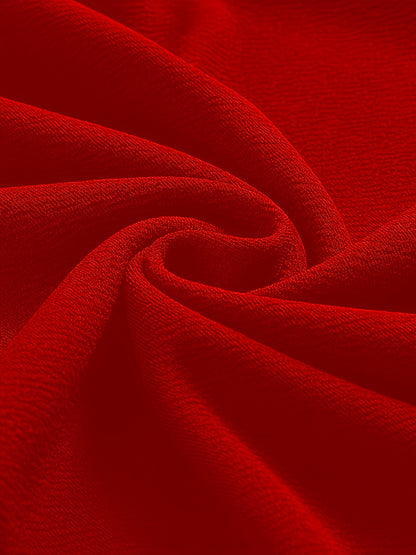 Elegant Red Colorblock Midi Dress for Women with Notch Neck Sleeveless Crisscross Waist Cocktail Style