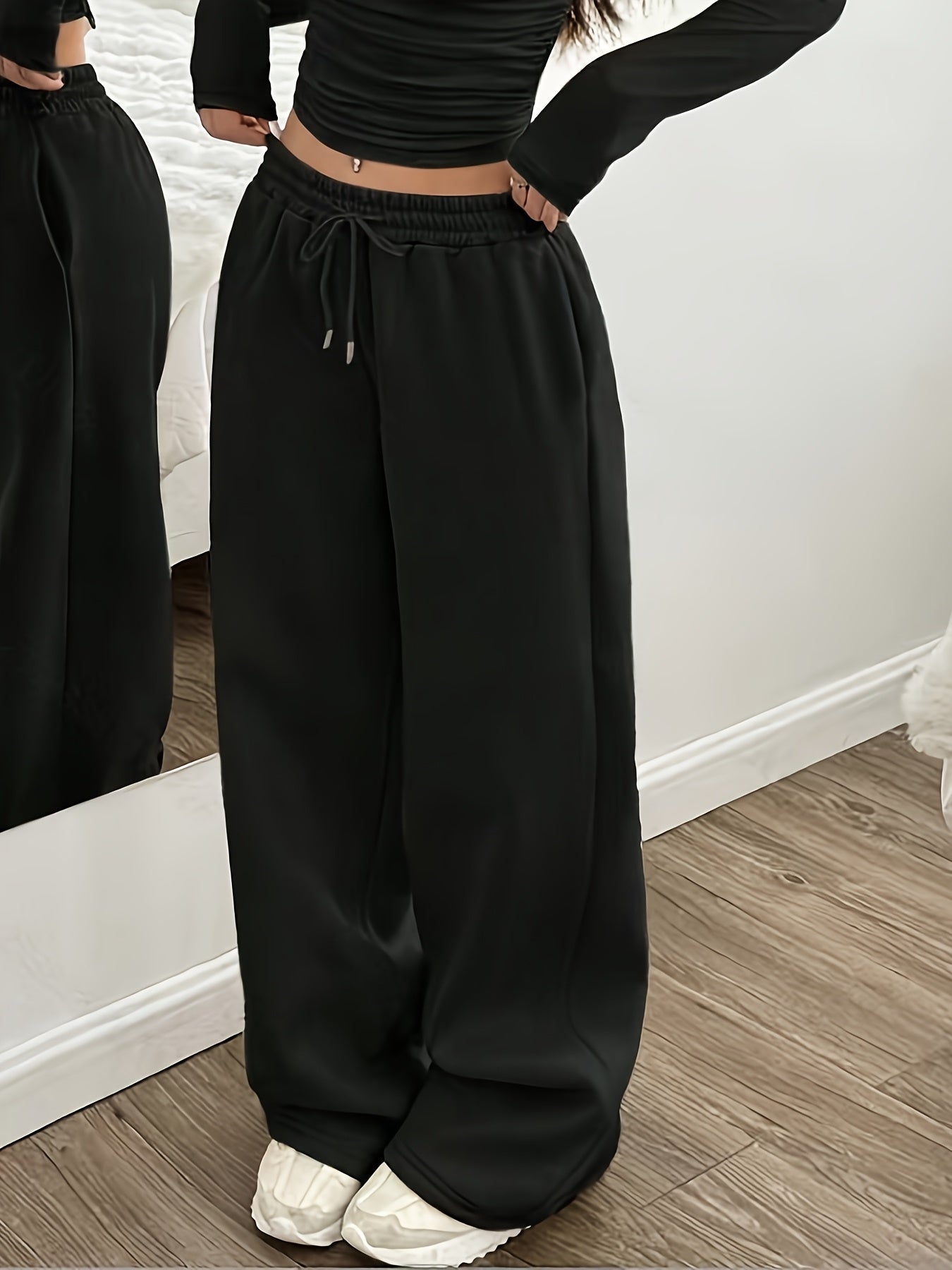 Effortless Coffee Brown Wide Leg Pants for Women with High Waist Drawstring Relaxed Flowing Casual Style