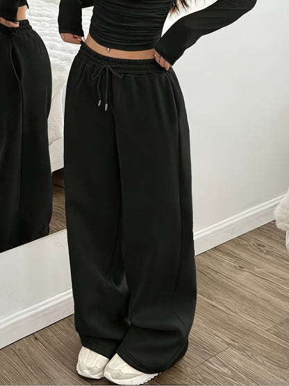 Effortless Coffee Brown Wide Leg Pants for Women with High Waist Drawstring Relaxed Flowing Casual Style