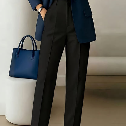 Elegant Tailored Wide Leg Pants for Women with High Waist Pleated Straight Leg Relaxed Style