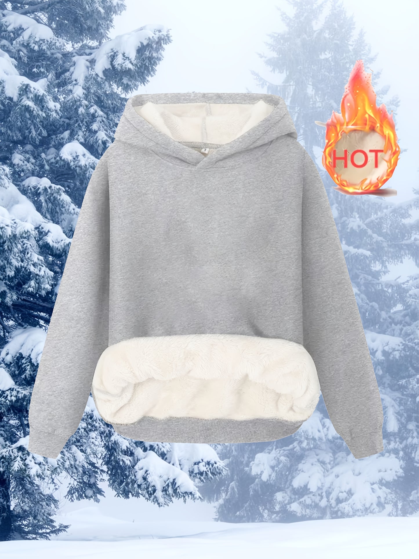 Comfortable Sherpa Lined Hoodie for Women with Hood Long Sleeve Relaxed Oversized Knit Style