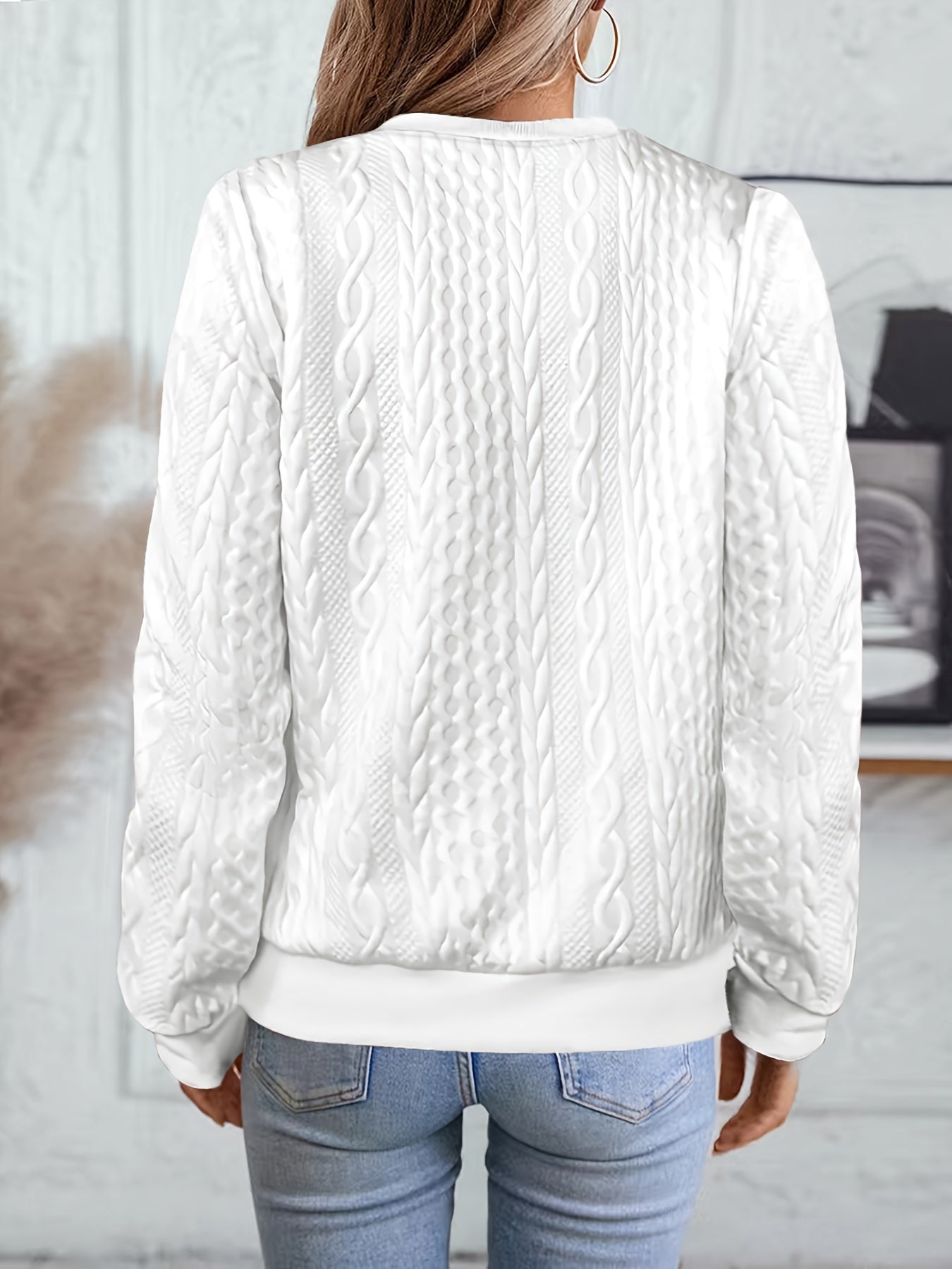 Comfortable Cable Knit Sweater for Women with Zip Neck Long Sleeve Relaxed Casual Style