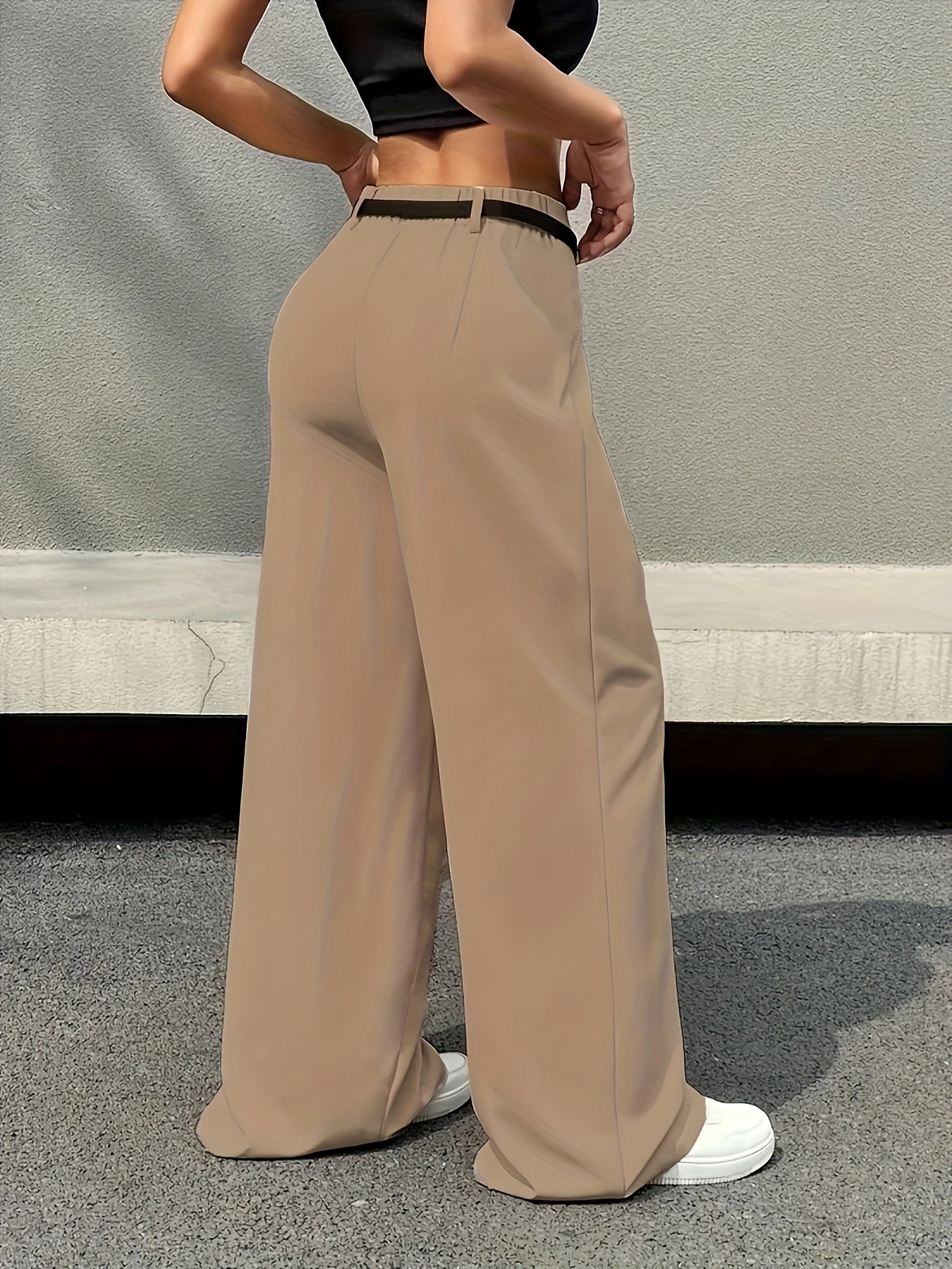 Effortless Wide Leg Trousers for Women with High Waist Belted Pleated Relaxed Style