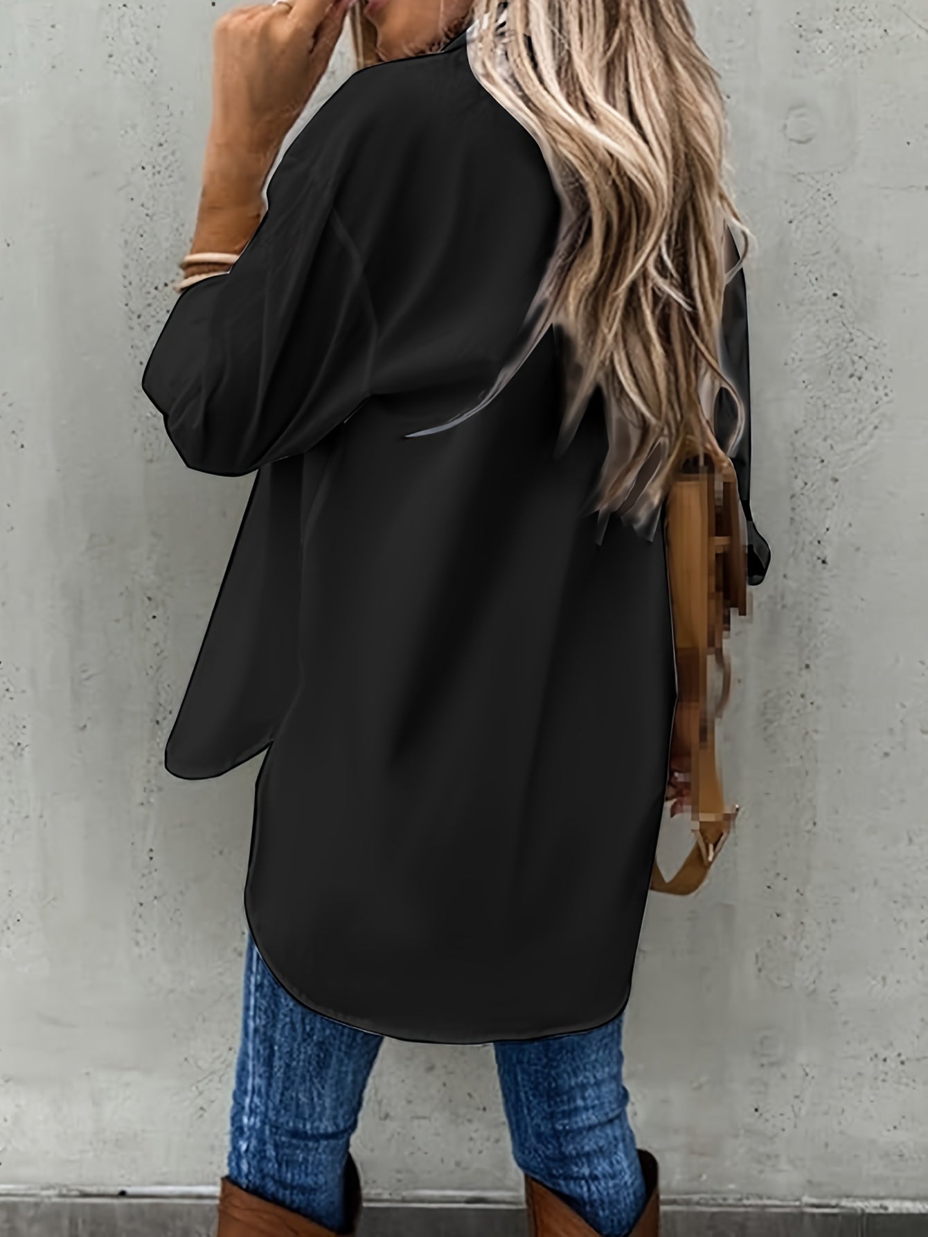 Effortless Button Front Blouse for Women with Collar Long Sleeve Chest Pocket Relaxed Style