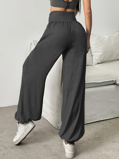 Effortless Wide Leg Pants for Women with High Waist Ruched Tapered Relaxed Casual Style