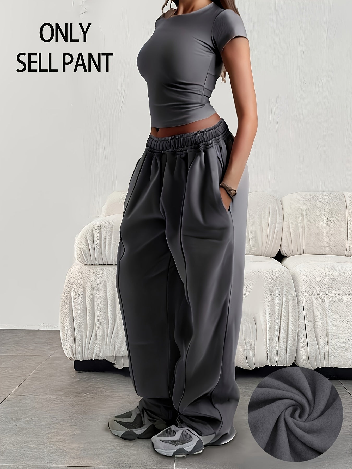 Comfortable Fleece Wide Leg Sweatpants for Women with High Waist Pintuck Relaxed Baggy Casual Style