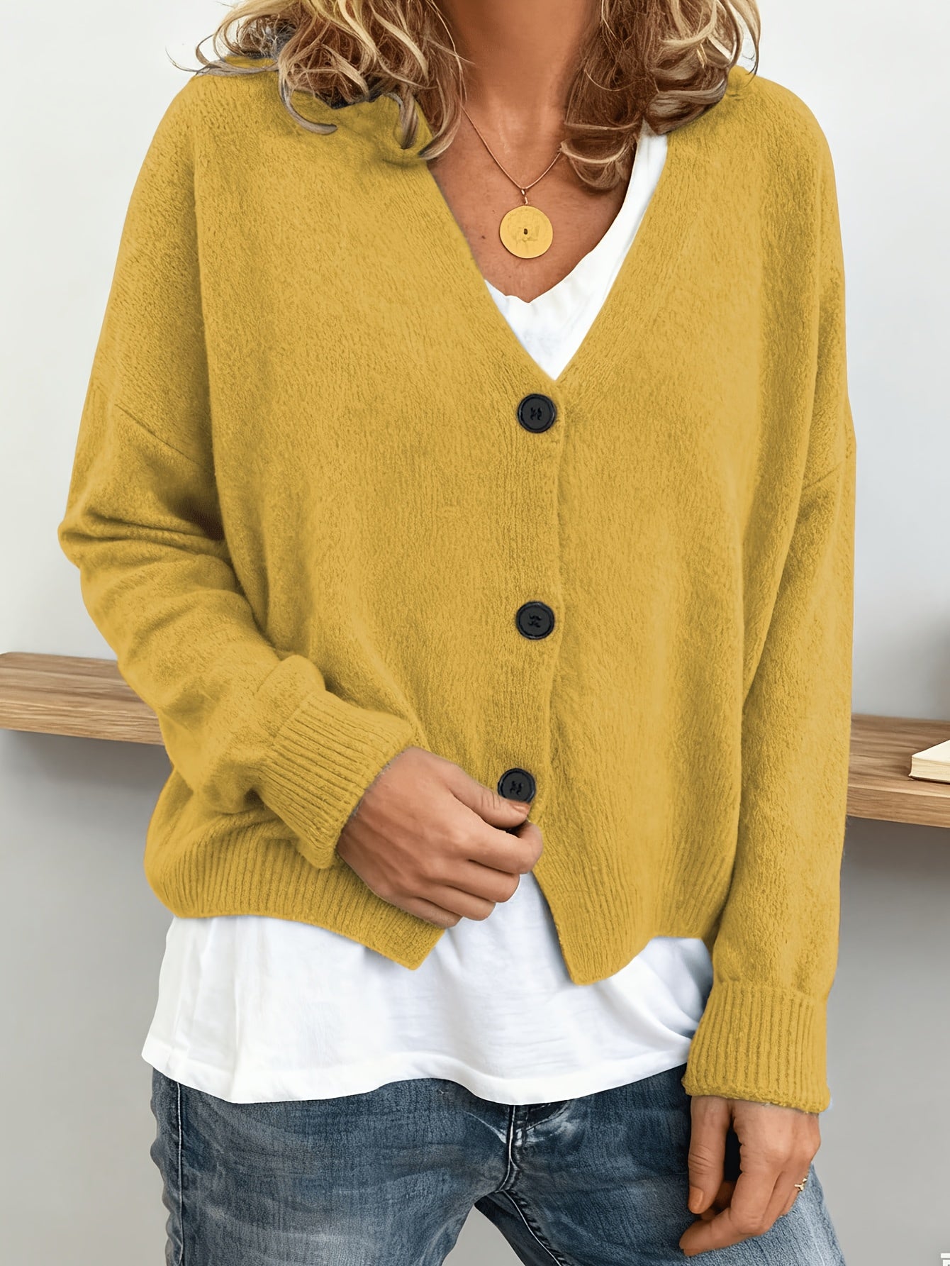 Comfortable Ribbed Cardigan Sweater for Women with V Neck Long Sleeve Button Front Oversized Relaxed Style