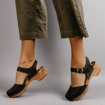 Britta | Women's Platform Clog Ankle Strap Closed Toe Heel