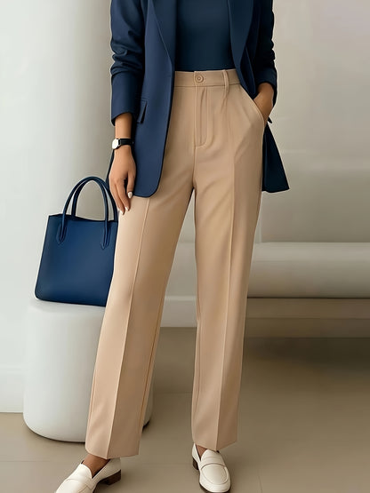Elegant Tailored Wide Leg Pants for Women with High Waist Pleated Straight Leg Relaxed Style