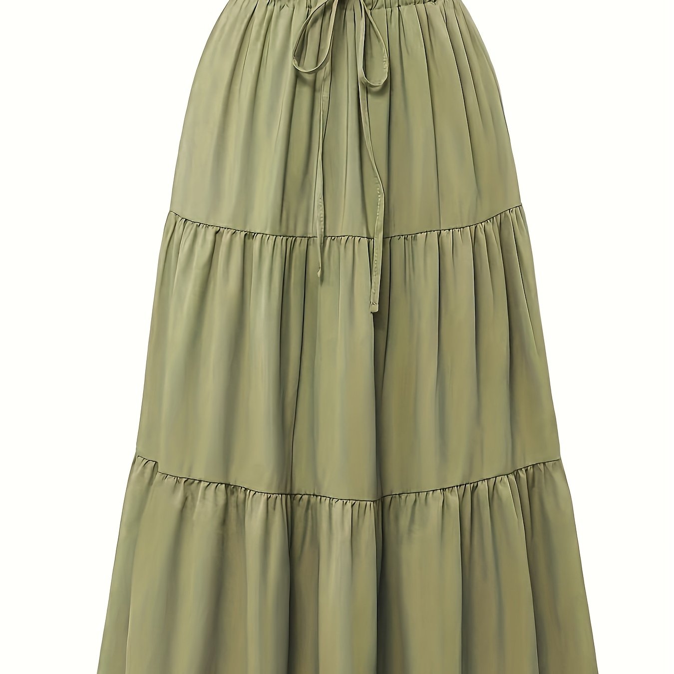 Effortless Tiered Maxi Skirt for Women with Paperbag Waist Drawstring Ruffle Flowing Style