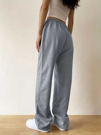 Effortless Fleece Wide Leg Sweatpants for Women with High Waist Elastic Waistband Relaxed Casual Style