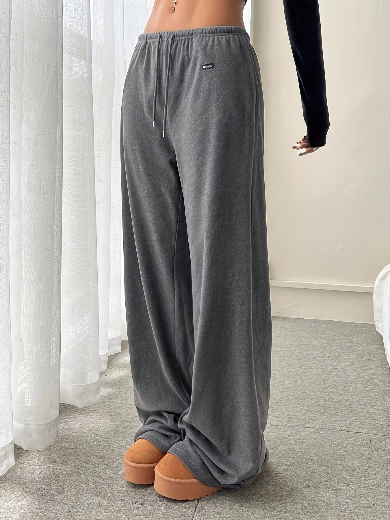 Comfortable Wide Leg Sweatpants for Women with Drawstring Waist Relaxed Flowing Casual Style