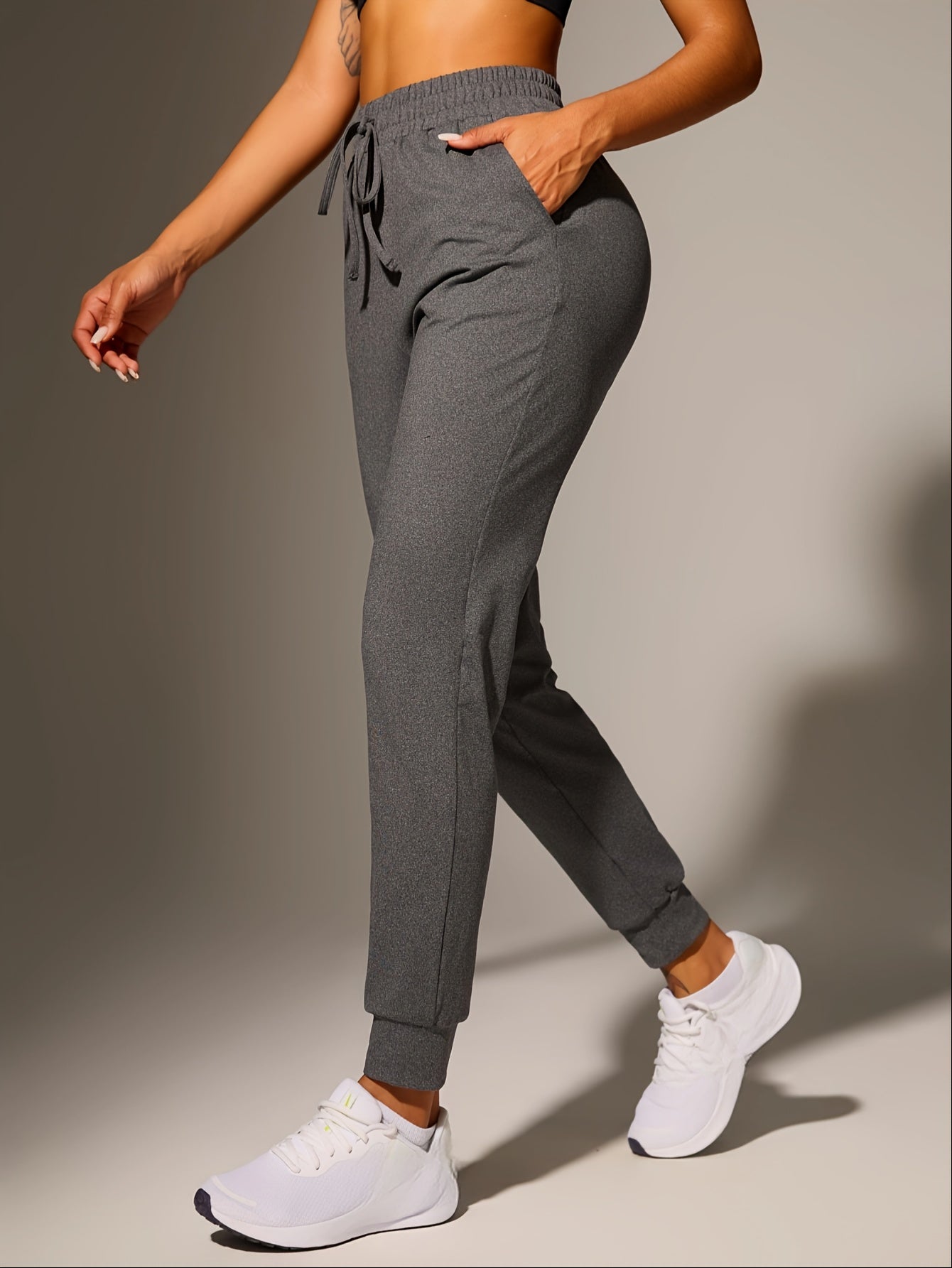 Effortless Jogger Pants for Women with High Waist Drawstring Tapered Cuffed Casual Style