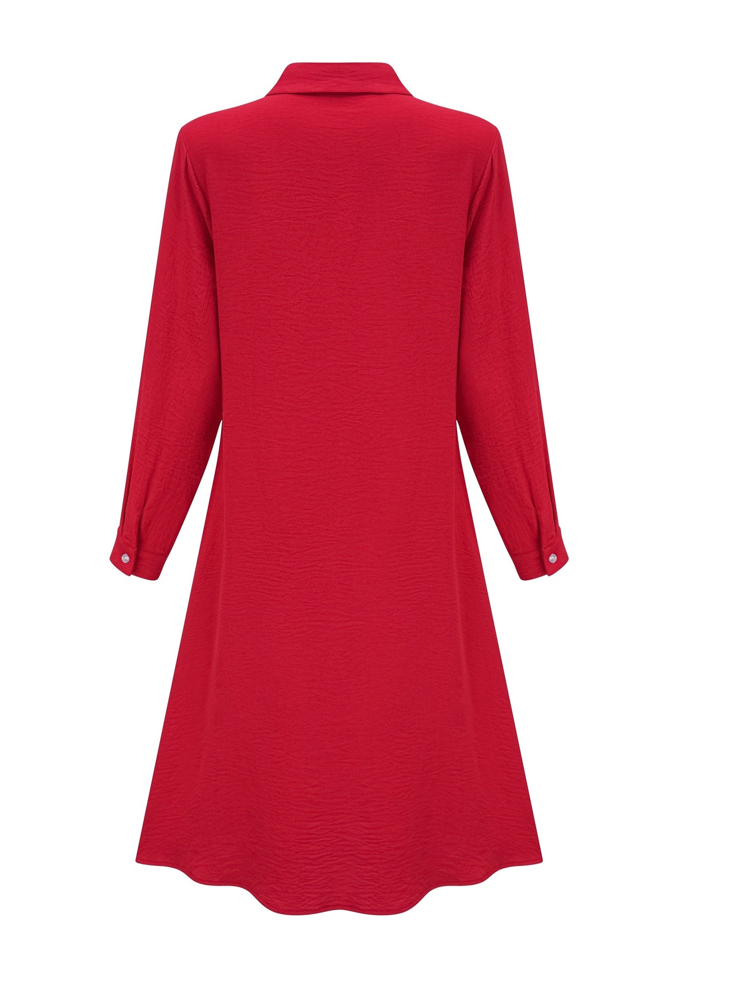Effortless Linen Shirt Dress for Women with Collar V Neck Long Sleeve Button Front Flowing Style