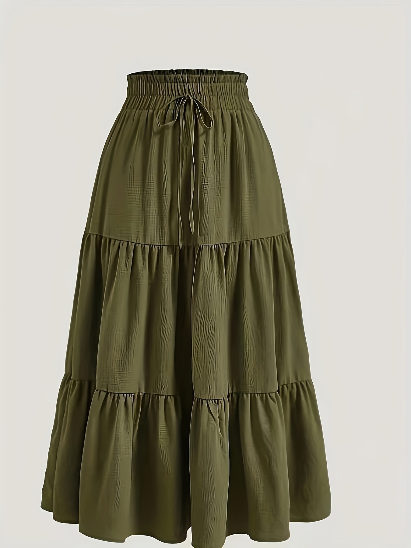 Effortless Tiered Maxi Skirt for Women with Paperbag Waist Drawstring Ruffle Flowing Style