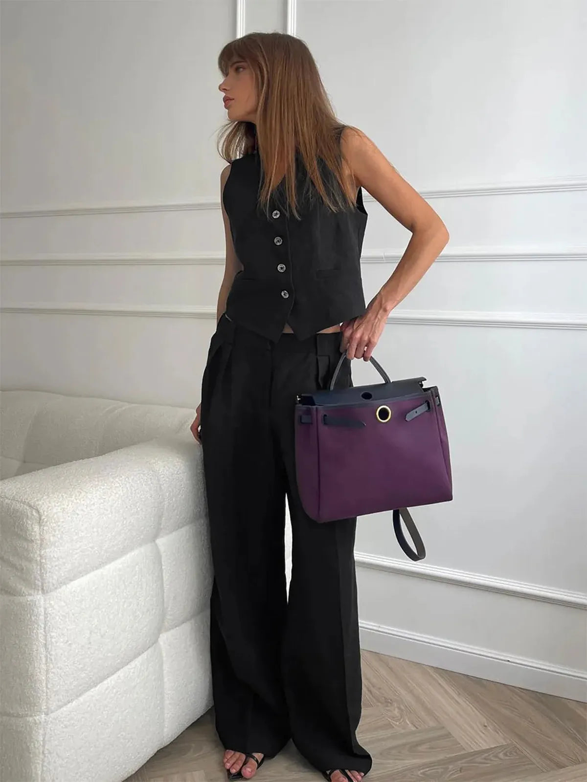 Darcey | Women's Tailored Vest Wide Leg Pants Set